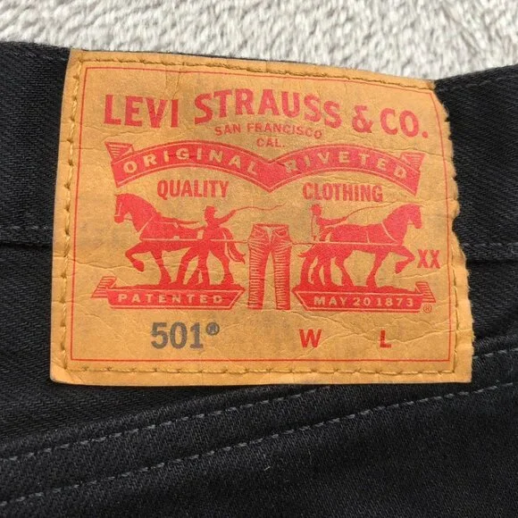 Levi's Men Jeans Size 46x29 501 Original Fit Straight Black Denim Classic Casual - Picture 3 of 12